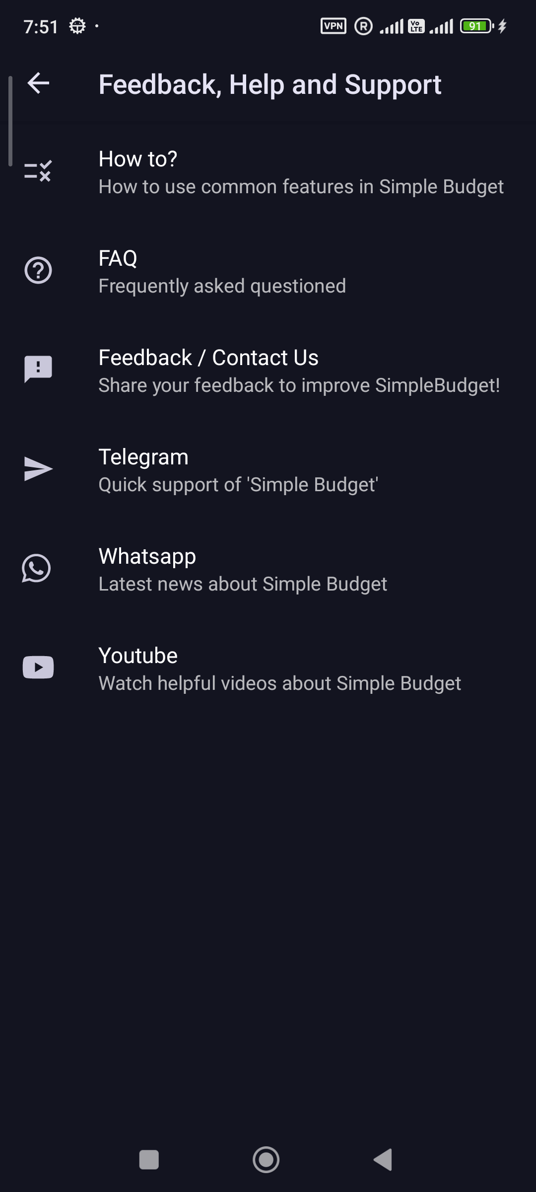Exporting expense data from Simple Budget