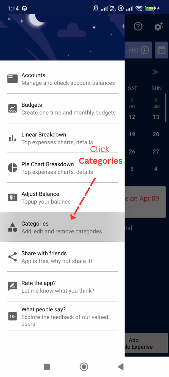 Add / Edit Categories: Click Categories
