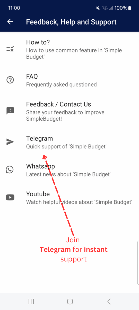 Help, Contact us and Feature Request: Join Telegram group for instant help