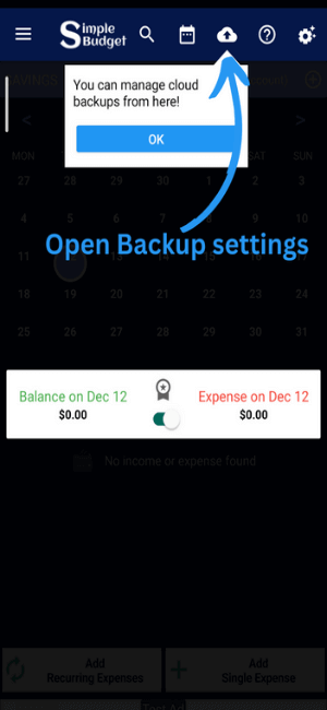 Simple Budget Data Deletion Request: Or access Data Backup directly