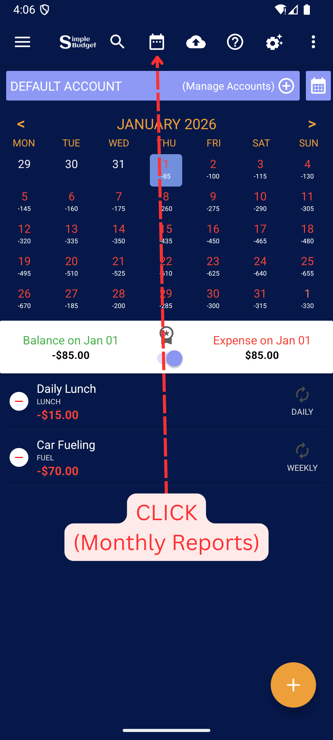 Export Expenses Reports (PDF, Spreadsheet): Open Monthly Reports