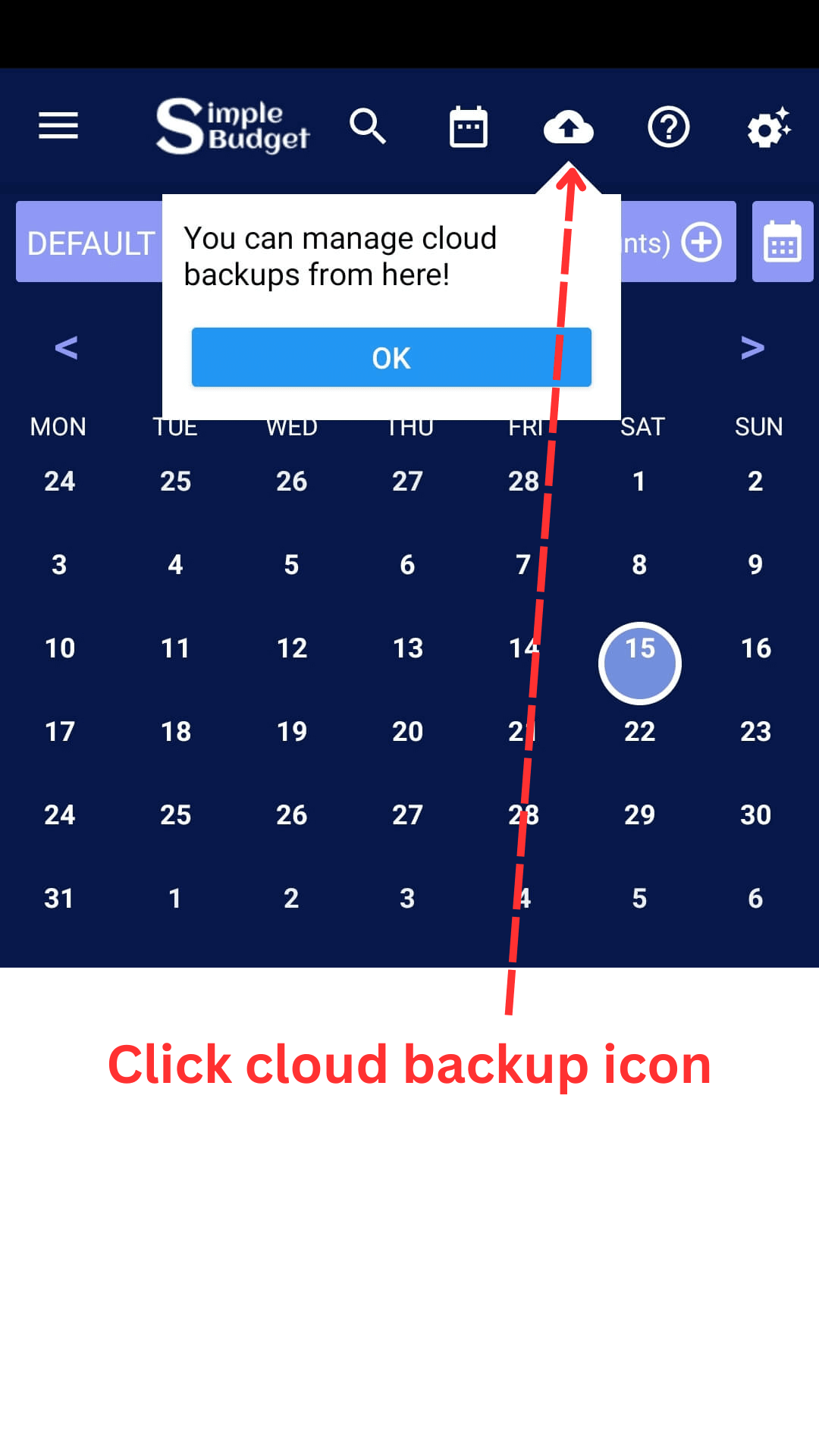 Restore Your Simple Budget Data: Open cloud backup